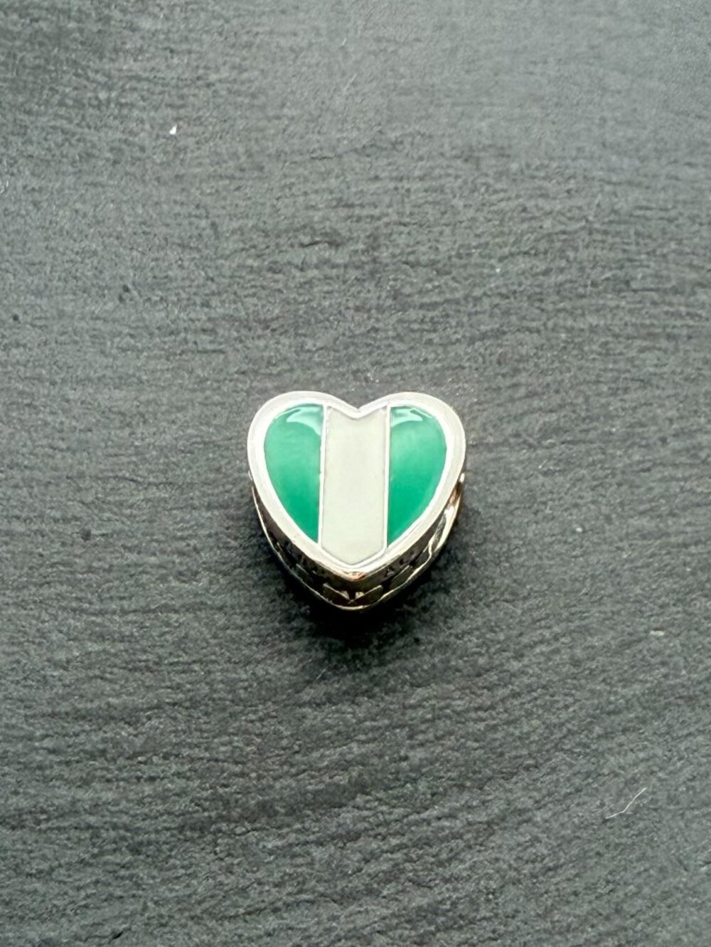 Pandora Nigcria Flag Heart Charm Sterling Silver Jewelry